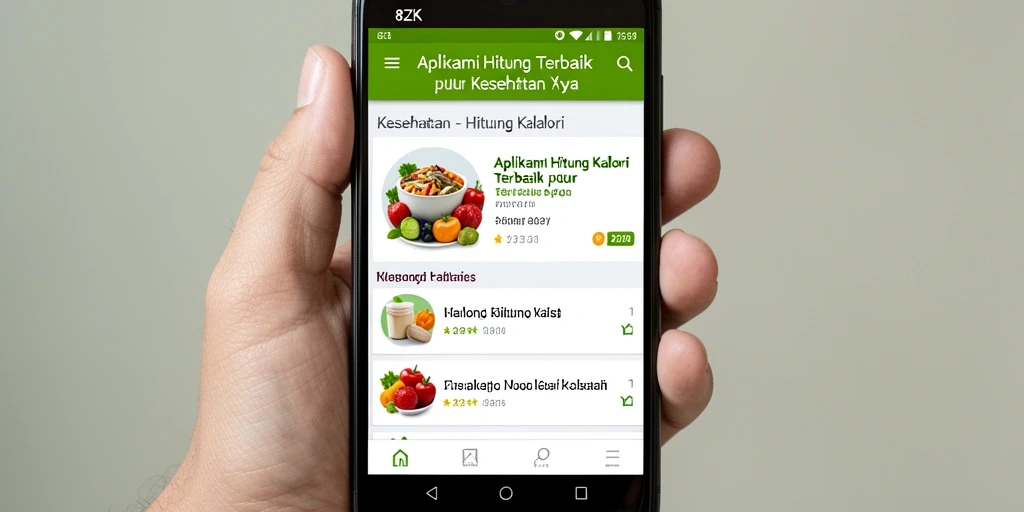 Antarmuka aplikasi 8ZK yang sederhana dan mudah digunakan untuk Hitung Kalori.