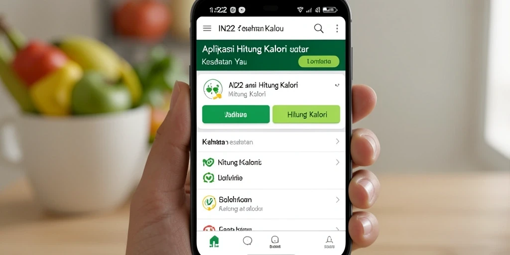 Antarmuka pengguna IN22 yang menampilkan fitur Hitung Kalori.
