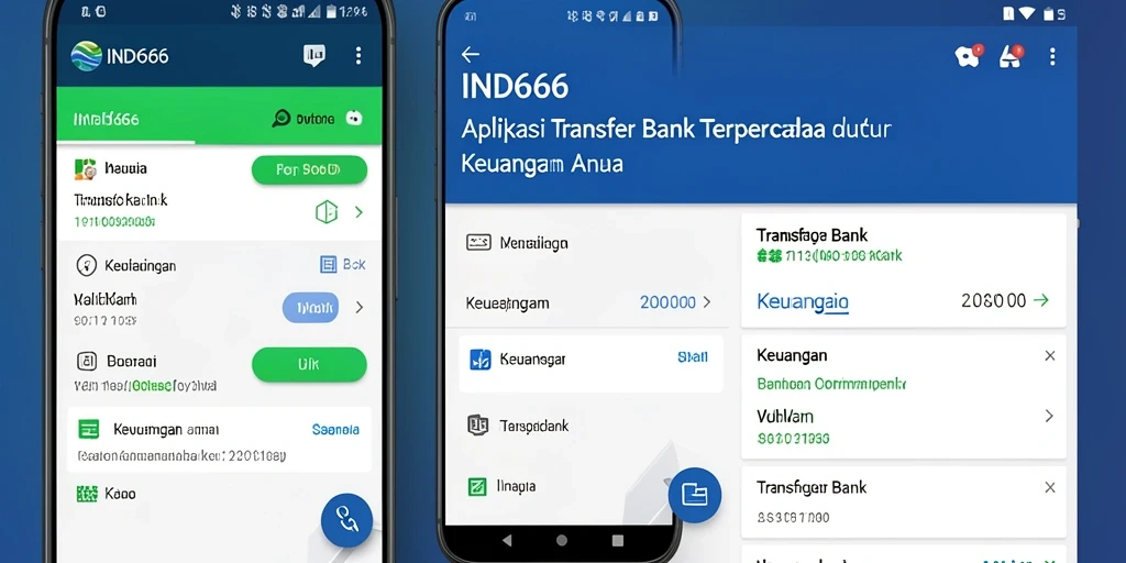Tampilan antarmuka pengguna aplikasi Transfer Bank IND666 yang modern.