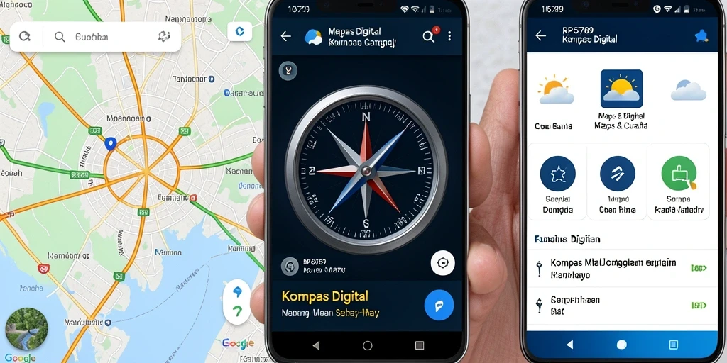 Tampilan antarmuka utama RP6789 menampilkan kompas digital yang jelas dan informatif.