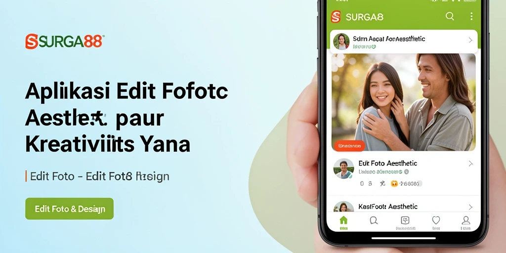 Antarmuka utama SURGA88 dengan berbagai pilihan edit foto aesthetic.