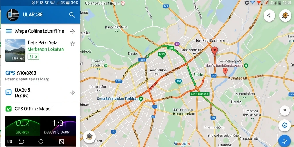 Tampilan antarmuka ULAR288 yang sederhana dan informatif untuk GPS Offline Maps.