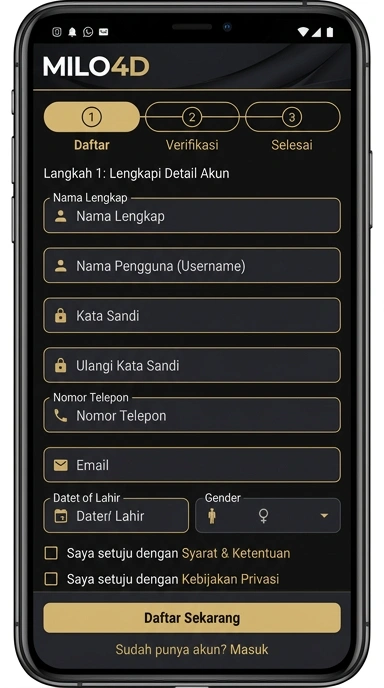 Panduan Daftar Akun Baru milo4d di Android
